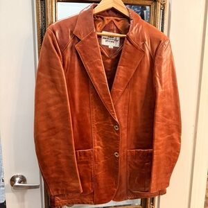 Rust Cognac Leather Jacket 44